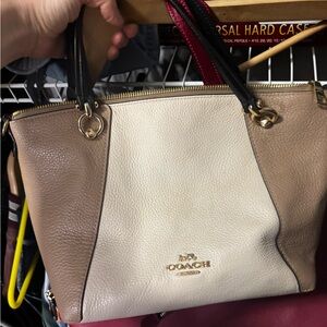 Coach Beige and Taupe Leather Tote